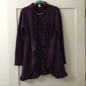Purple cashmere ruffle sweater